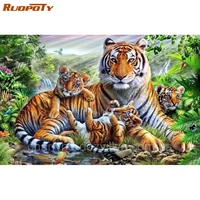 ruopoty diamond embroidery tiger rhinestone picture art 5d diy diamond painting animal cross stitch mosaic home decoration