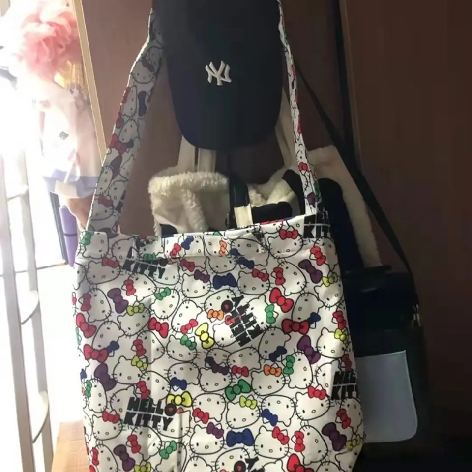 Cute Homemade Childlike Cartoon Hellokitty Girl Large Capacity Crossbody Handbag Graffiti shoulder bag Sanrio cartoon