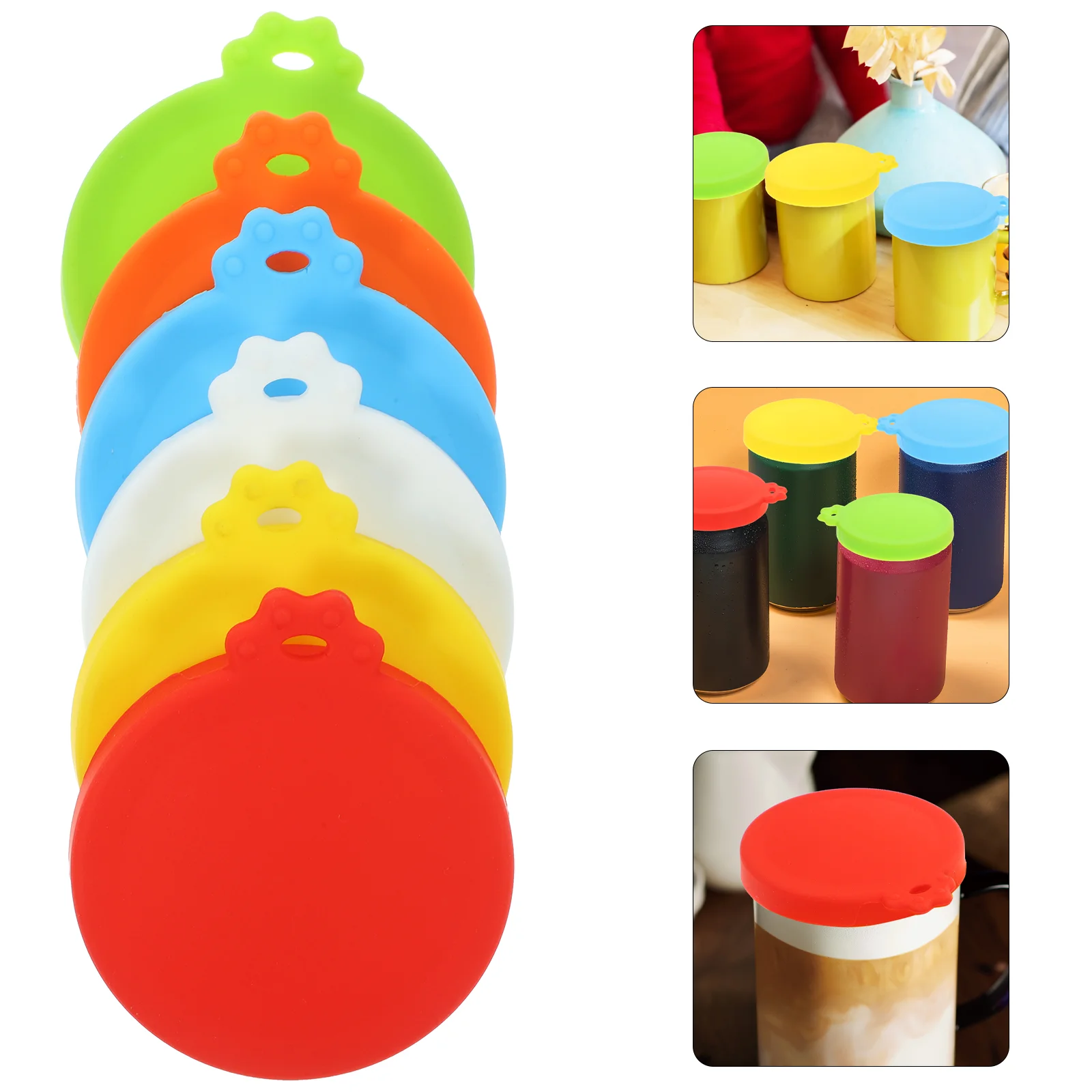 

6pcs Reusable Silicone Jar Lids Beer Bottle Seal Caps Silicone Beverage Can Cover Dog Food Can Lid