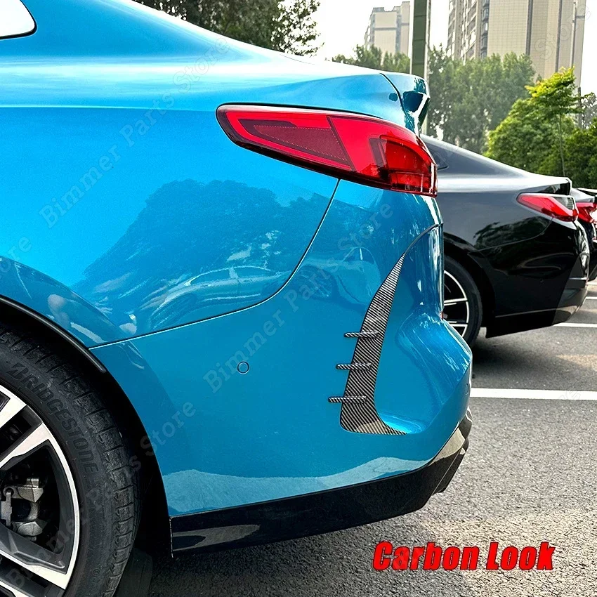 

Глянцевые черные боковые спойлеры заднего бампера из АБС-пластика для BMW 2 серии F44 Gran Coupe M Sport 2020-2023 + тюнинговая накладка на бампер, 3D наклейки