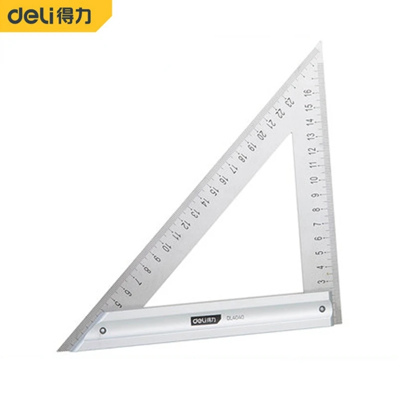 Deli 1Pcs Steel Angle Square Woodworking Stainless Steel Triangle Ruler Gauges Multifunctional Carpenter Measuring Tools