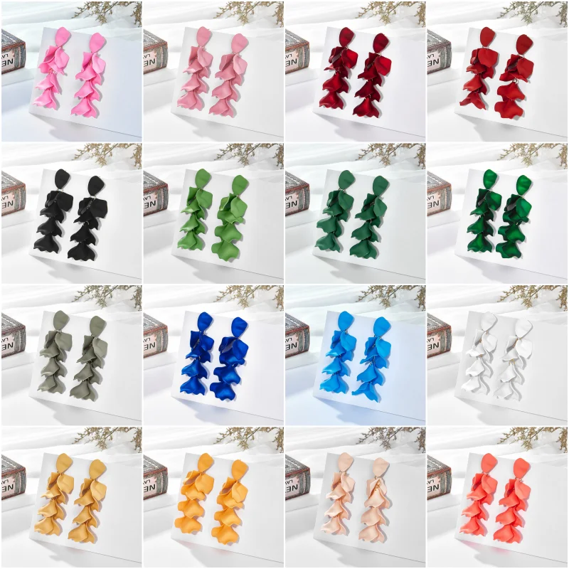 

Fashion Temperament Long Petal Leaves Earrings Trend Exaggerated D0esign Drop Earrings For Women Pastoral Flower Pendant Jewelry