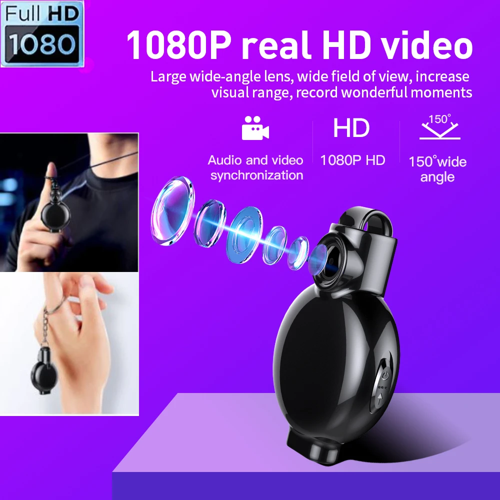 

1080P HD микро-камера секретная носимая мини-камера видео диктофон портативный корпус Спортивный клип ожерелье видеокамера ультра широкий угол