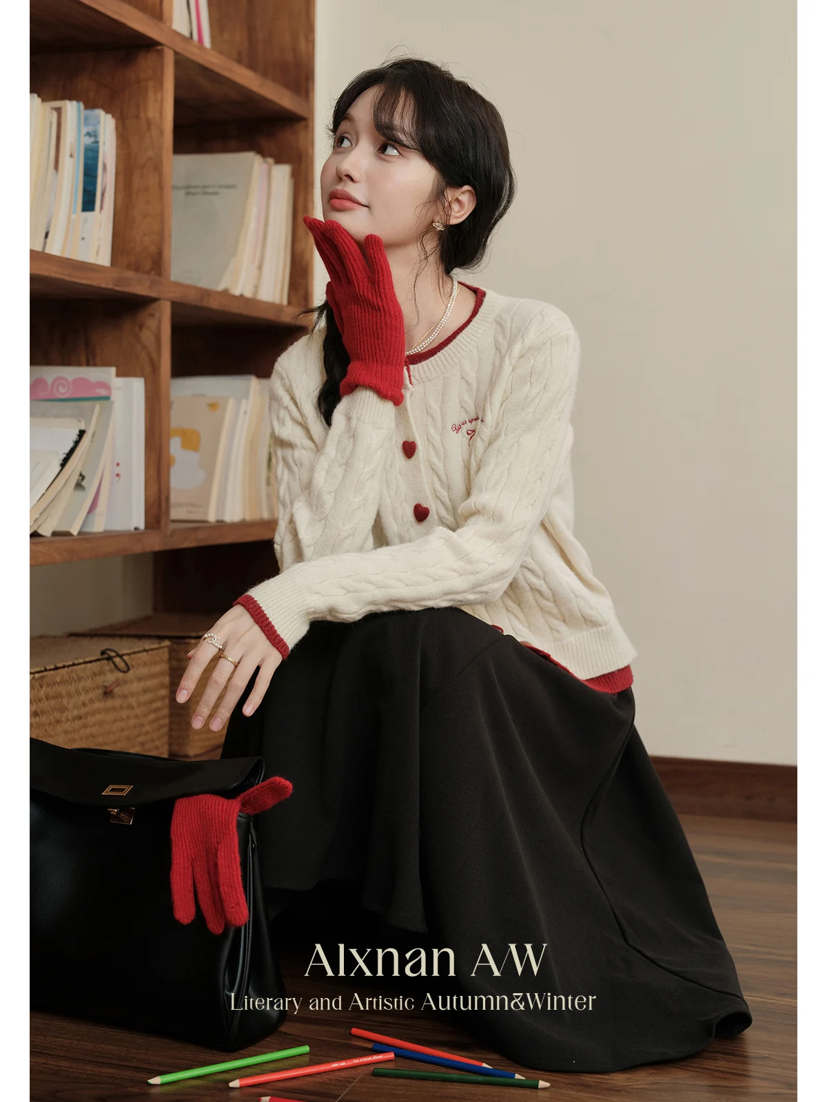 ALXNAN женские милые искусственные кардиганы из 2 предметов модный свободный свитер