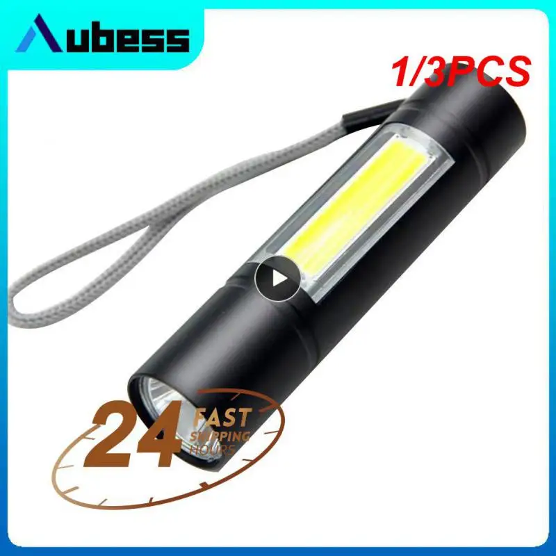 

1/3PCS Zoom Mini Led Flashlight XP-G Q5 Flash Light Lantern Portable rechargeable Glare COB Flashlight Outdoor Camping