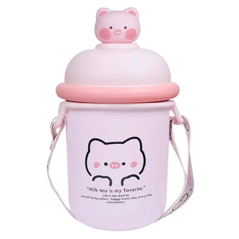 

Вакуумная фляжка из нержавеющей стали, Женская Студенческая портативная чашка для воды с маленьким ремешком, детская чашка