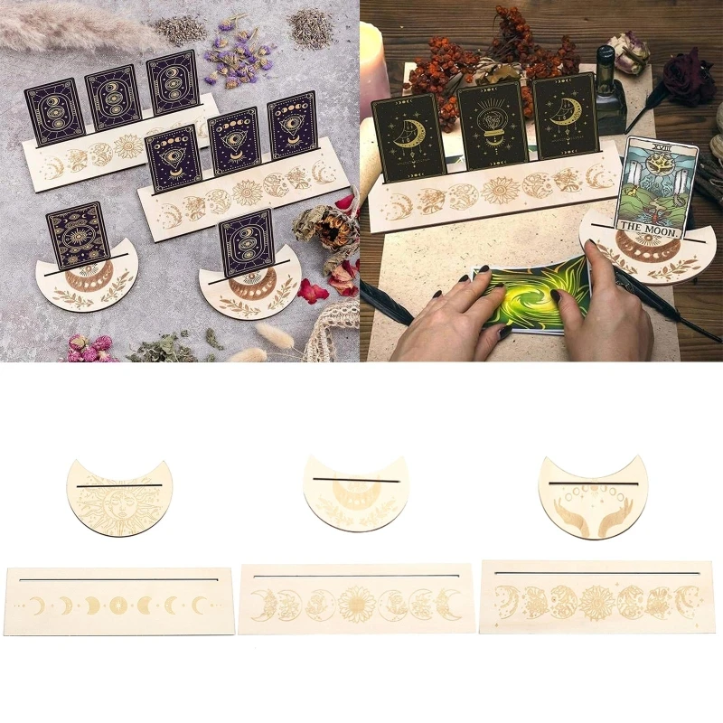 Деревянная подставка для карт в форме Луны прямоугольная алтаря деревянный