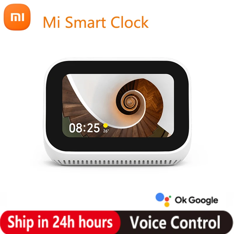 Global Version Xiaomi Mi Smart Clock AI Touch Screen Display Speaker Bluetooth 5.0 Alarm Clock WiFi Connection Ok Google Control