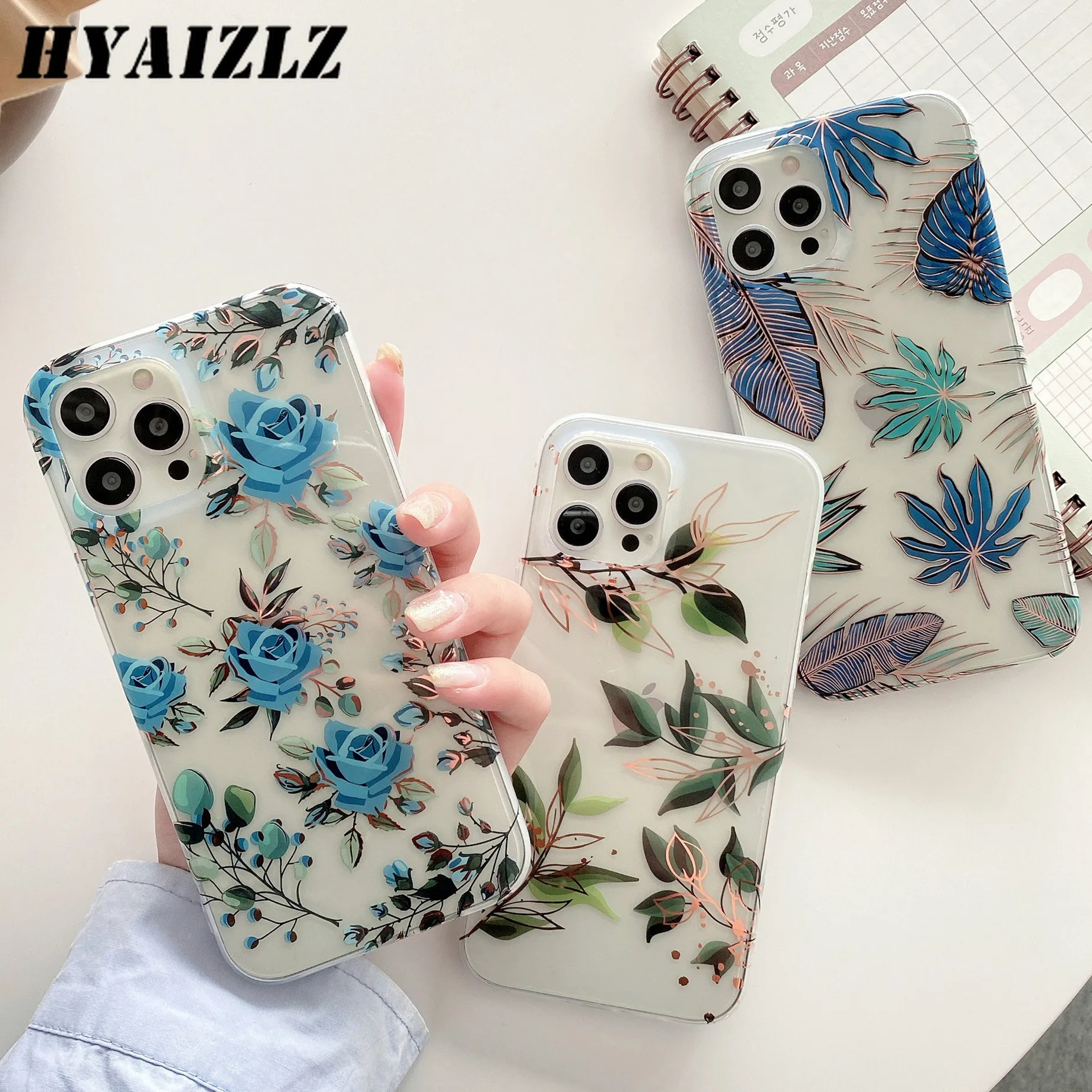 

Luxury Electroplated Flowers Phone Case for iPhone 14 13 12 11 Pro Max XS XR X 7 8 Plus Clear IMD Back Cover Shockproof Coque