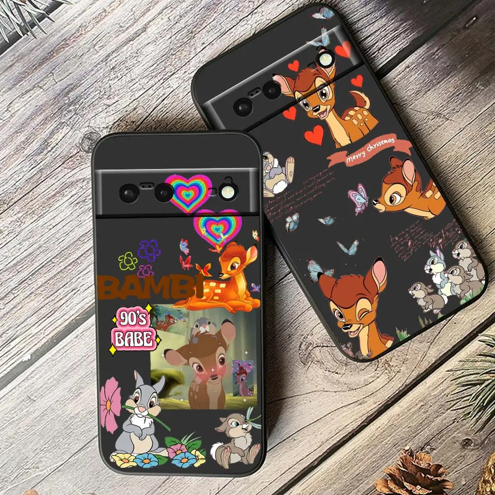 

Disney Fawn Bambi Cool Phone Case For Google Pixel 8 7 6 Pro 6A 5A 5 4 4A XL 5G Black Shell Soft TPU Cover Fundas Capa
