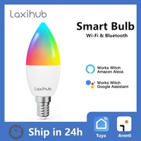 laxihub smart light bulb tuya wifi bulb rgb 5w 9w color changing led light e14 c37 110v 220v app compatible alexa google home