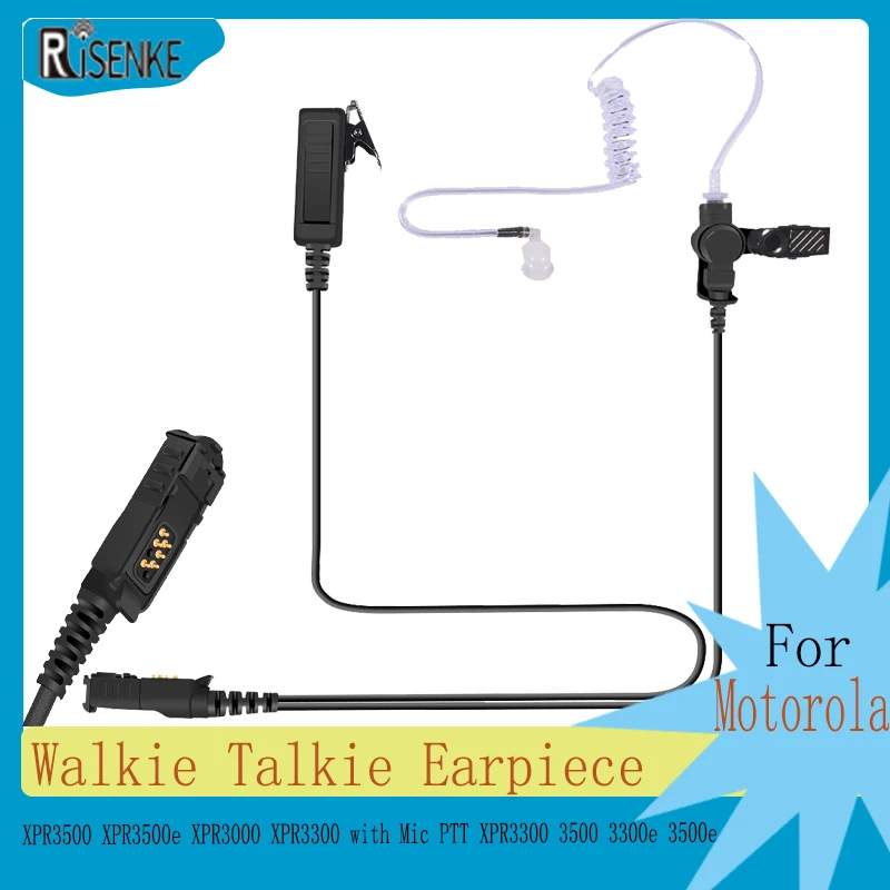 RISENKE Earpiece for Motorola XPR3000 XPR3300 XPR3300e XPR3500 XPR3500e Radio Walkie Talkie Accessories Headset with Mic PTT