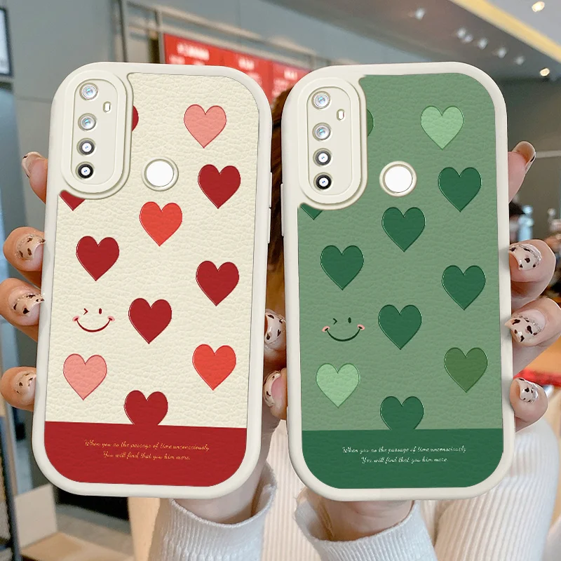 

Phone Case for Realme 5 5i 5S 6 6i 6S Realme 7 4G Global 7i 8 Pro C17 Narzo 20 Pro Cases Little Heart With Bow Cover For Girls