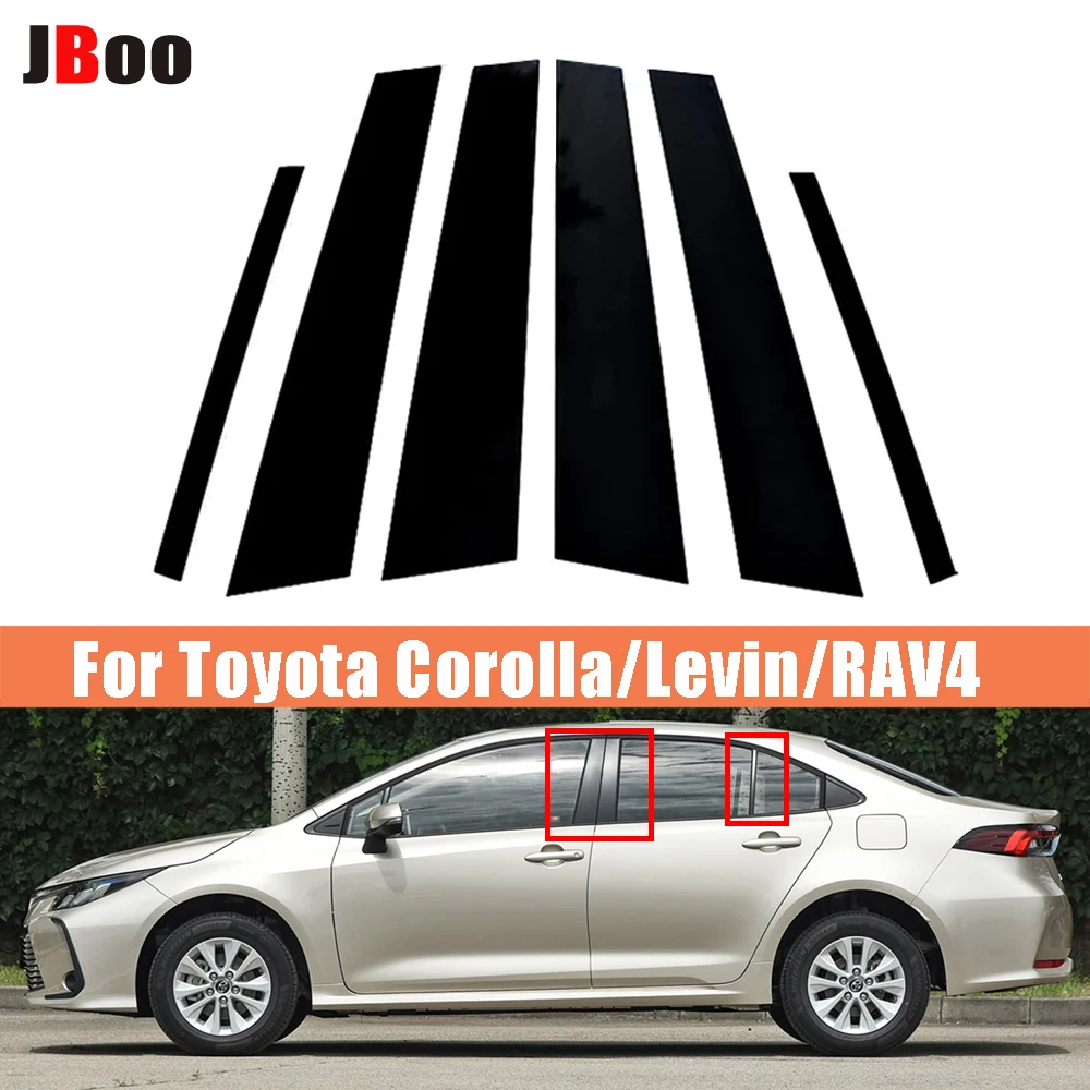 

For Toyota Corolla RAV4 2007 2013 2014 2018 2019 2020 Pillar Post Cover Trim Glossy Black Car Door Window Pillar Posts Molding