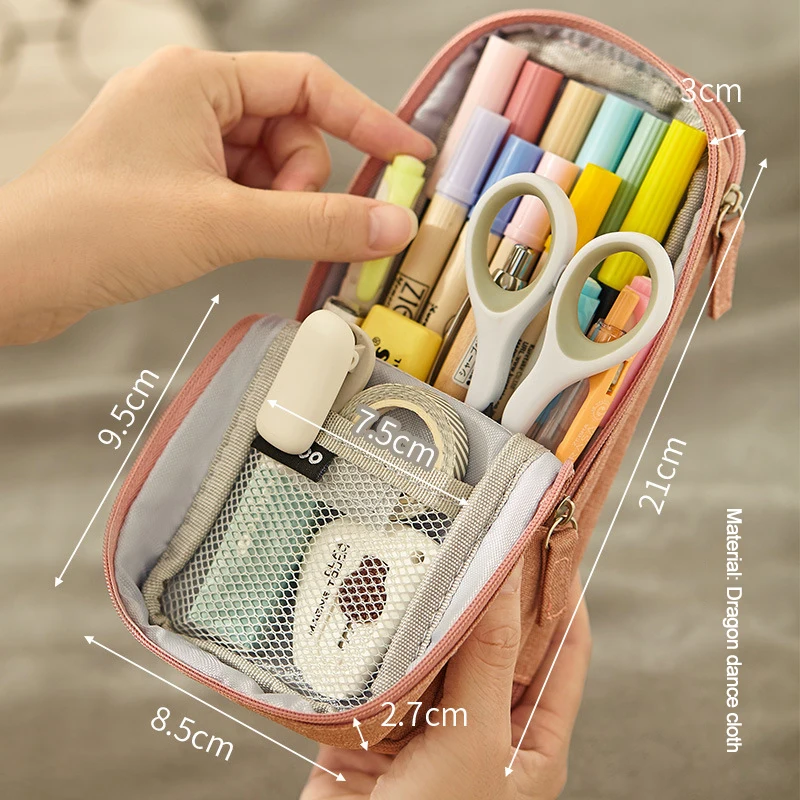 angoo pencil case pen bag fold two layers big capacity pencil pouch pen organizer durable stationery holder mobile phone holder free global shipping