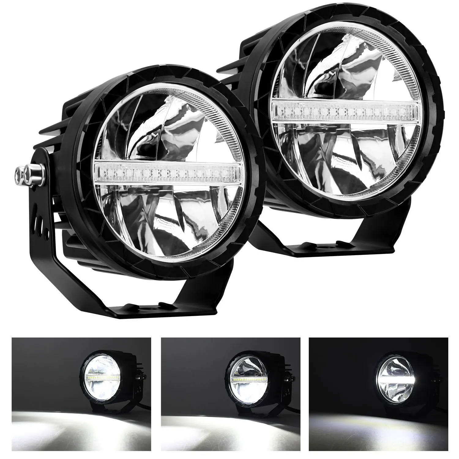 

4-дюймовый светодиодный рабочий фонарь 220 Вт, круговой фонарь с заломлением высокой мощности, 20000LM, внедорожный противотуманный фонарь для грузовика, внедорожника, лодки, 6000K, 9-30 В