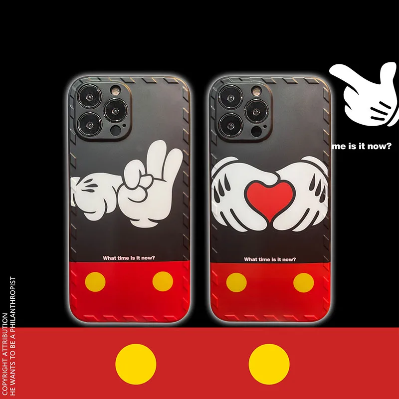 

Mickey Love Gesture iPhone Case For iPhone 11 12 13 Pro Max 7 8 Plus X Xsmax Xr Quality TPU IMD Pattern Couple Smartphone Cover