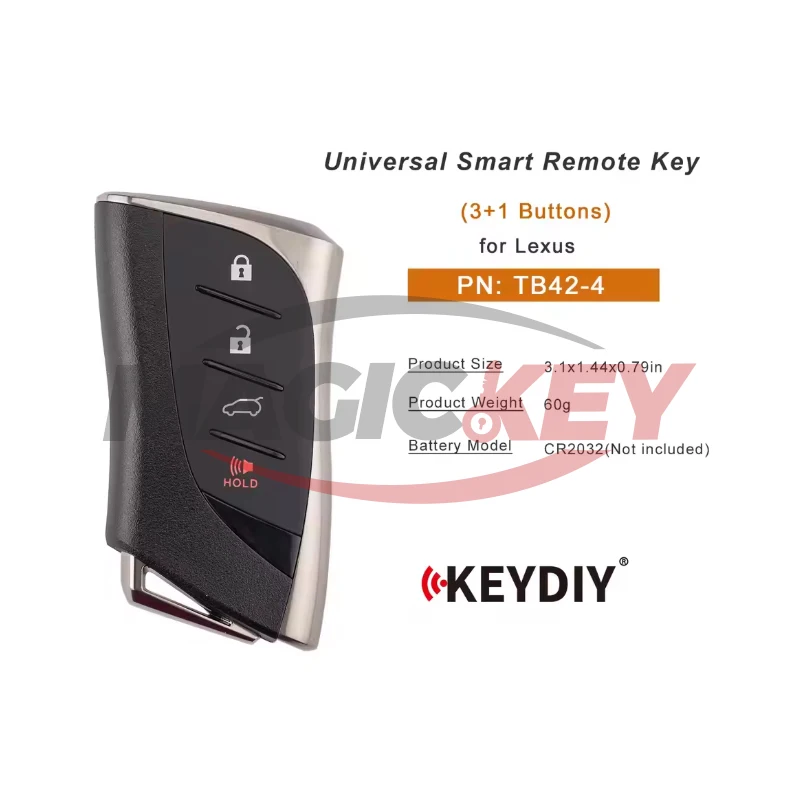 Универсальный смарт-ключ KEYDIY KD TIB42-4 с 3+1 кнопками и чипом 8A 4D для Lexus (art.: 3920da80bcf43) - 3920da80bcf43