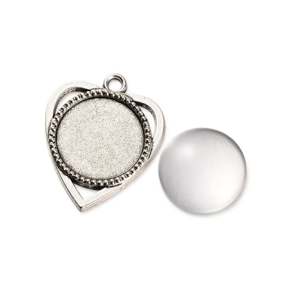 

Pendant Jewelry Tray Making Bezel Trays Cameo Heart Charmsdiy Necklace Base Bezels Setting Plating Blanks Silver Vintage Charm
