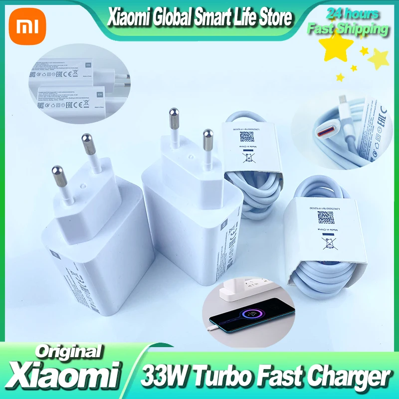 

Original Xiaomi Charger 33W EU Turbo Fast Charging 6A Type C Cable for Redmi Note 9 POCO X4 Mi 10 9 9t Pro Note 10 K20 K30 K40