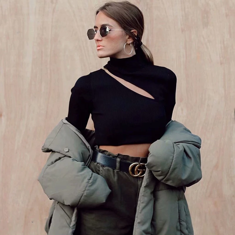 

Vintage Knitwear Tops Girls Chic 2021 Spring Fashion Ladies Stylish Black Pullovers Female New Elegant Women Turtleneck Sweaters