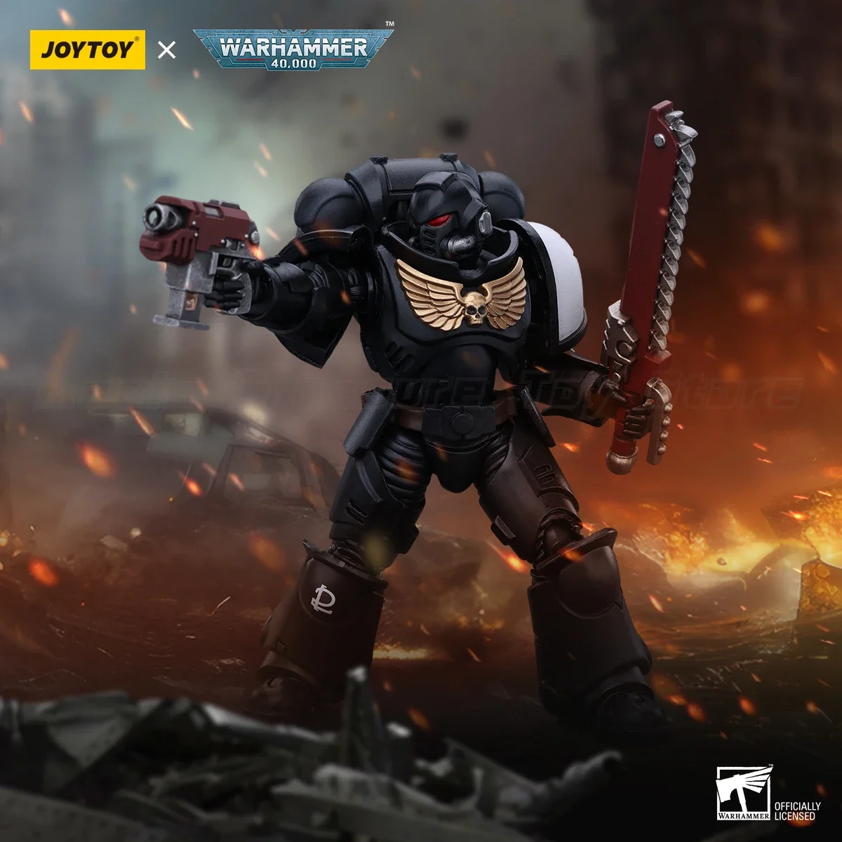 Фото 【Доставка в течение 24 часов】Фигурка JOYTOY Warhammer 40K Space Marines Black Templars Outriders Brother Valtus 1/18 №2