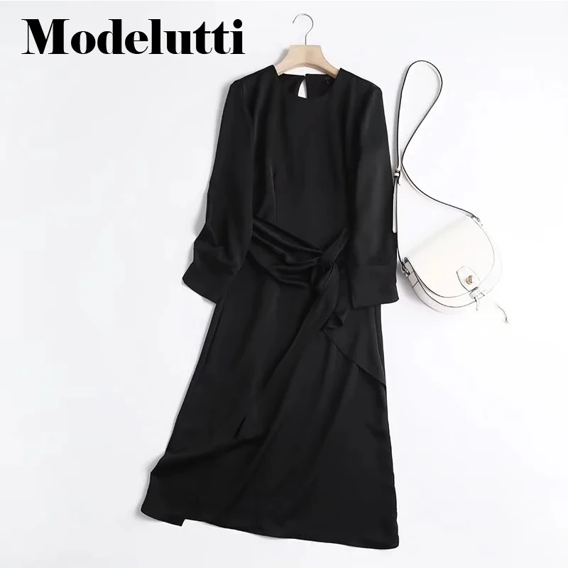 

Женское платье с длинным рукавом, однотонное, на весну/осень