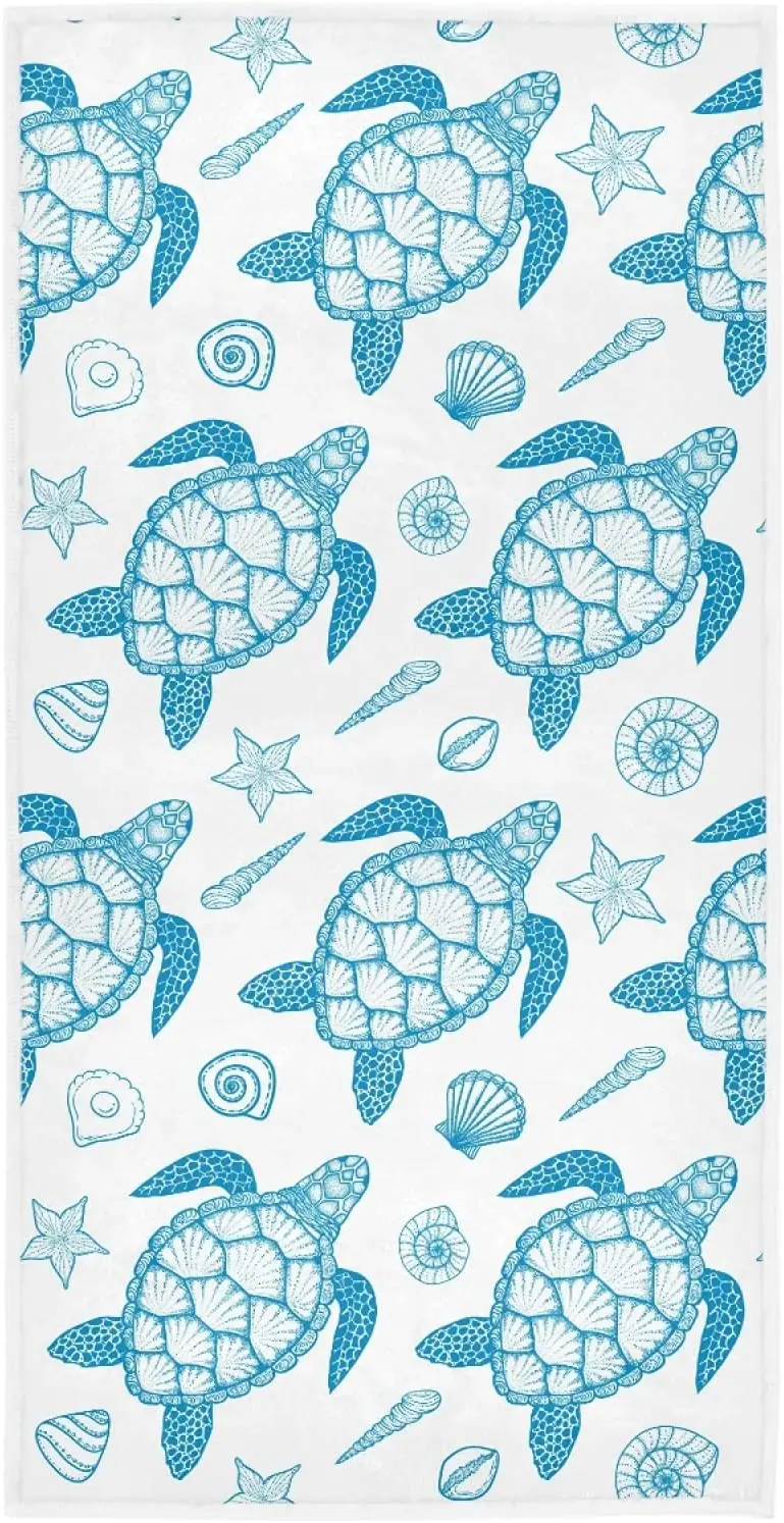 

Face Towel Stylish Sea Turtle Shells Ocean Soft Highly Absorbent Guest Home Decor Hand Towels Multipurpose for Bathroom,Hotel,Gy