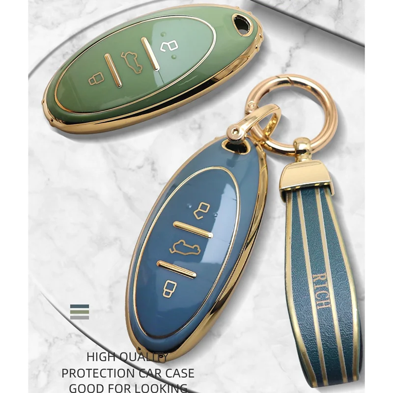

3 Buttons Luxurious Golden Edge Remote Car Key Case Full Cover For FAW Besturn T33 T77 T99 B70 T55 Keychain Auto Accessories