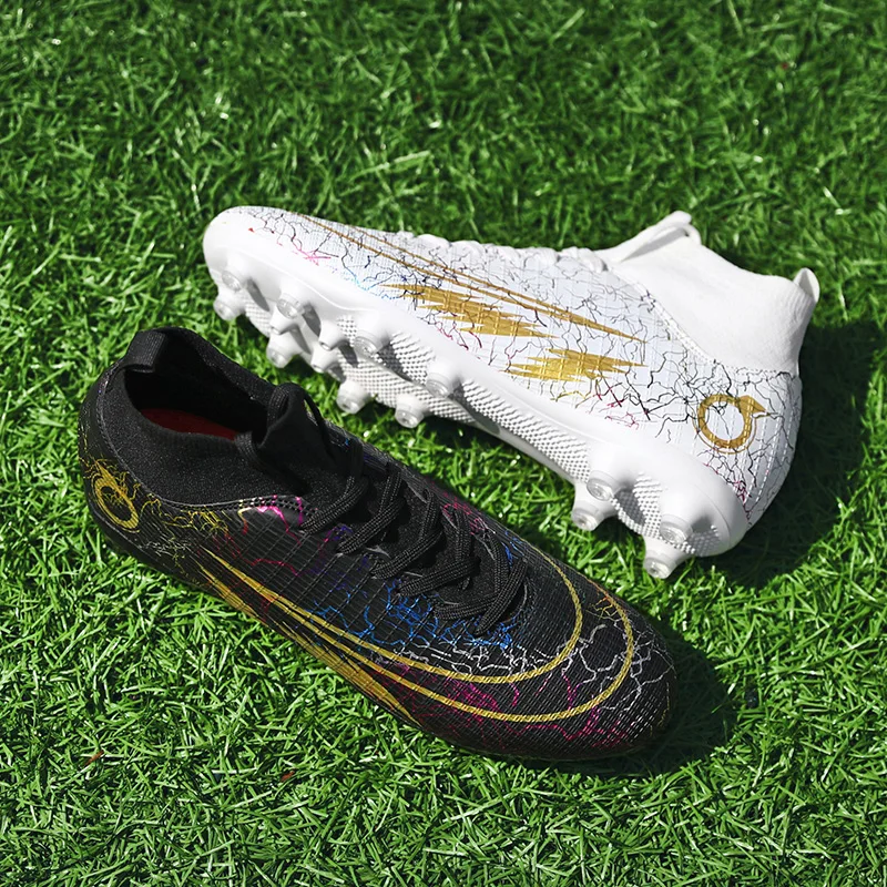 R.xjian High Ankle 35-47 Soccer Shoes Men  Large Size TF/FG  Outdoors Training Football Boots Non-slip Indoor Cleats Kids