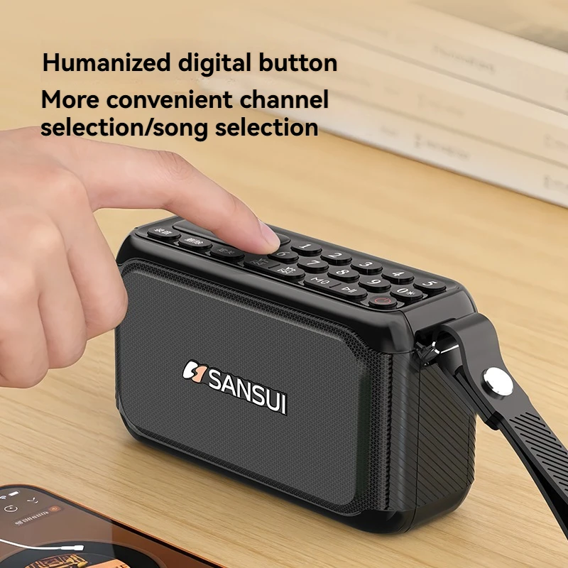 Фото Цифровое FM-радио SANSUI F81, 15 Вт, беспроводной Bluetooth-динамик, полнодиапазонный динамик, басовая диафрагма, HD-вызовы, красочная RGB-подсветка, AUX/USB №2