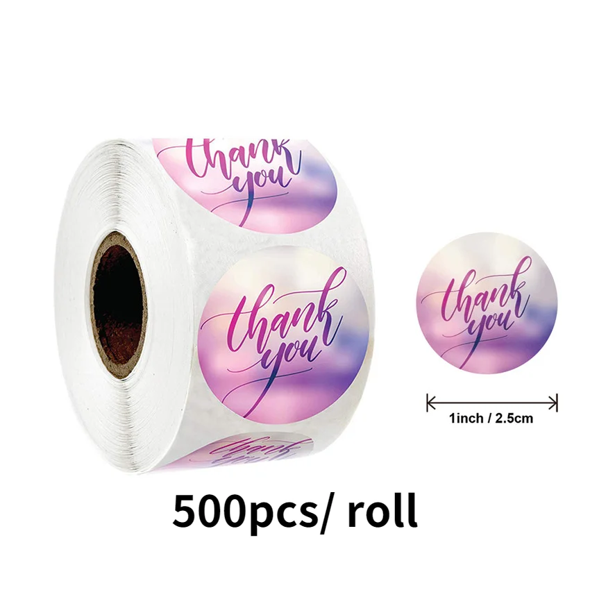 

Наклейки с надписью Thank You, 500 шт./рулон, размытый фон для небольших деловых дней, свадеб, Декор, стикеры в подарок
