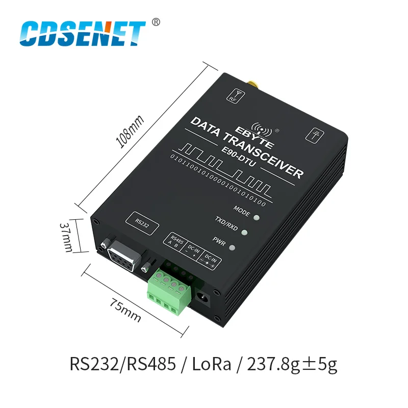 SX1262 LoRa Long Range 433MHz 22dBm IoT Wireless Transceiver E90-DTU(400SL22P) RS232 RS485 RSSI Relay Modem 8V 28V Power Supply