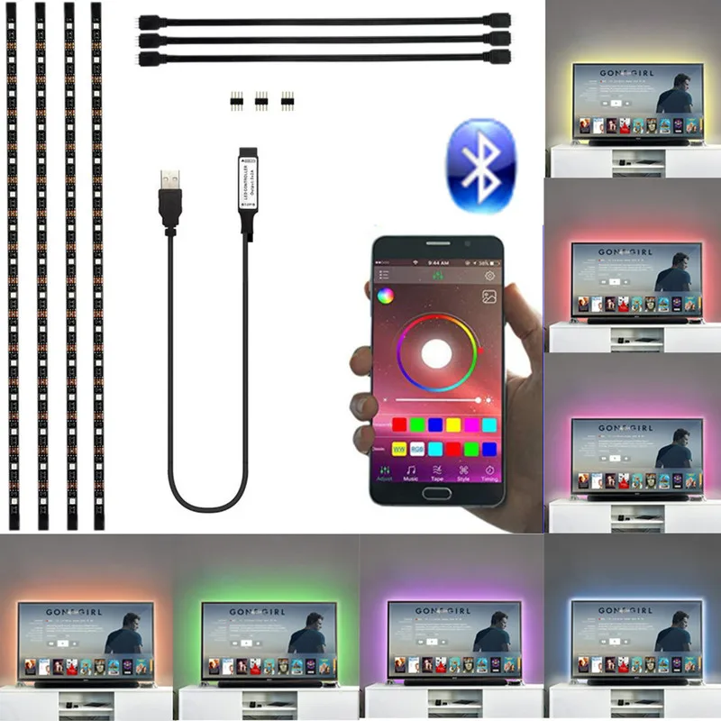 5v usb led light bar rgb 5050 self adhesive tape light for tv backlight music control tv background lighting flexible neon light