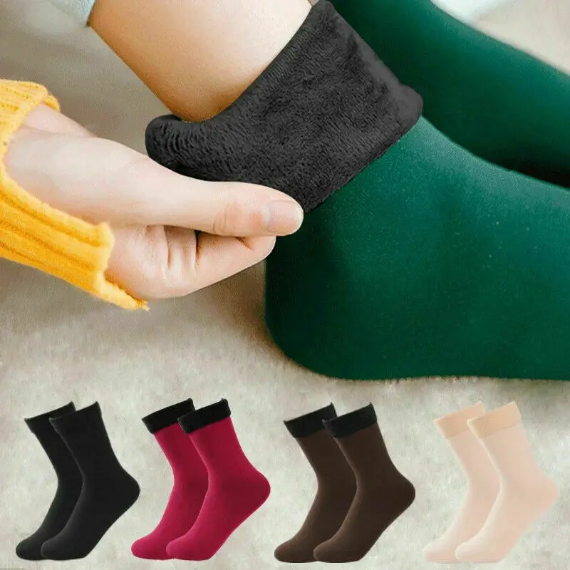 

Женские однотонные зимние теплые мягкие флисовые Носки для снежной погоды, теплые Утепленные ботинки, домашние ботинки, уютные носки для пола, 1 пара носков