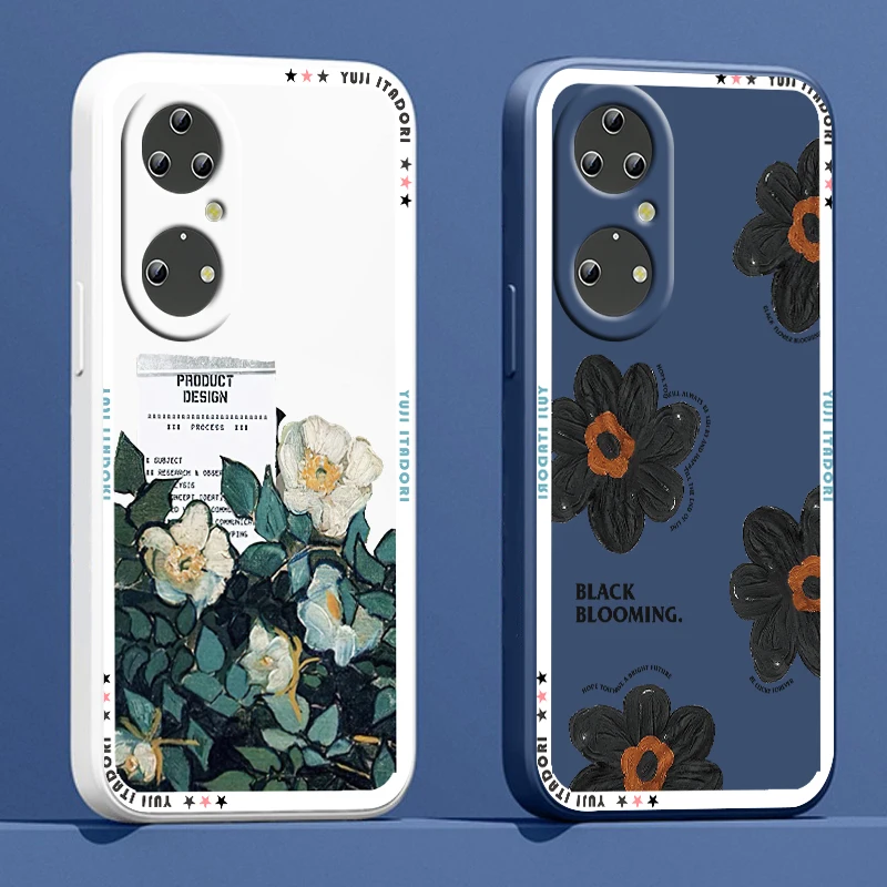 

Phone Case For Huawei P50 P40 P30 P20 Pro Lite E Y9S Y9A Y9 Y6 Nova Y70 5T 9 5G Flower Luxury Scene Art Cute Liquid Rope Cover