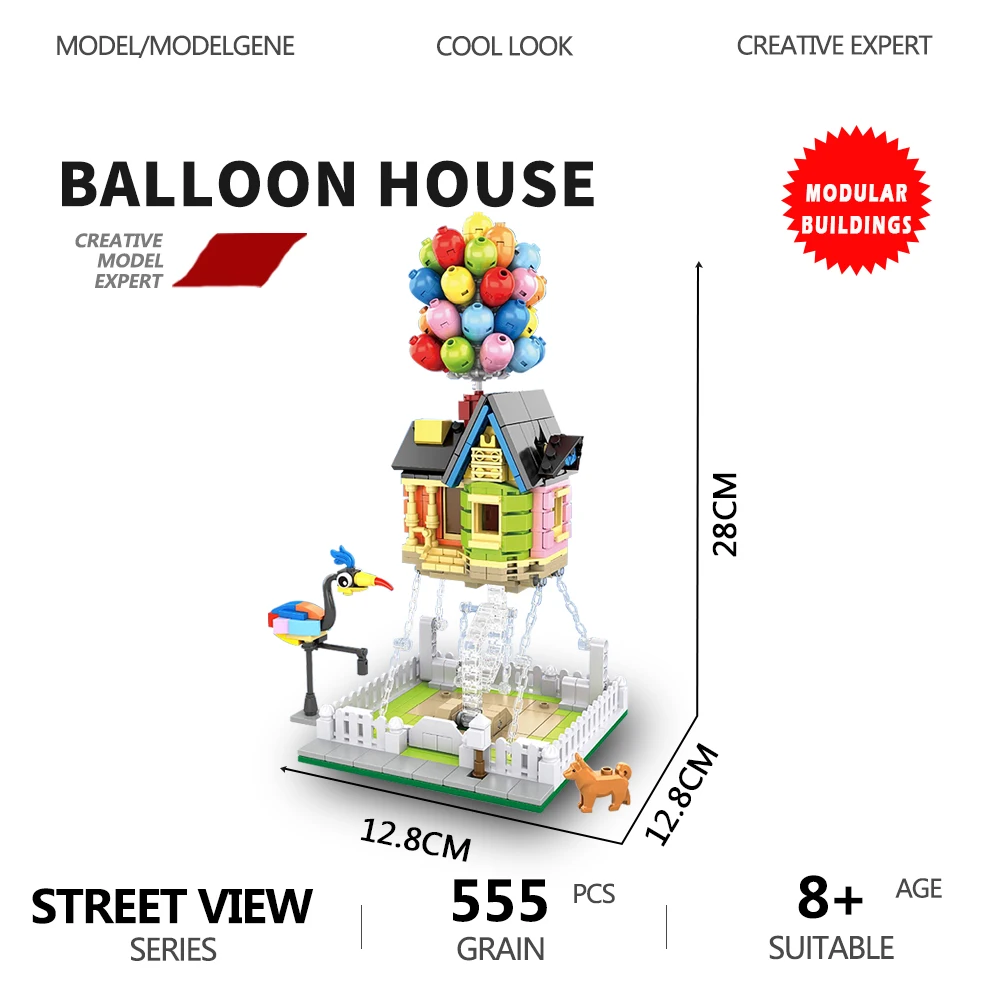 World Tour Flying House MOC Creative Expert Модель Городской Пейзажа Классическая Пленочная Игрушка