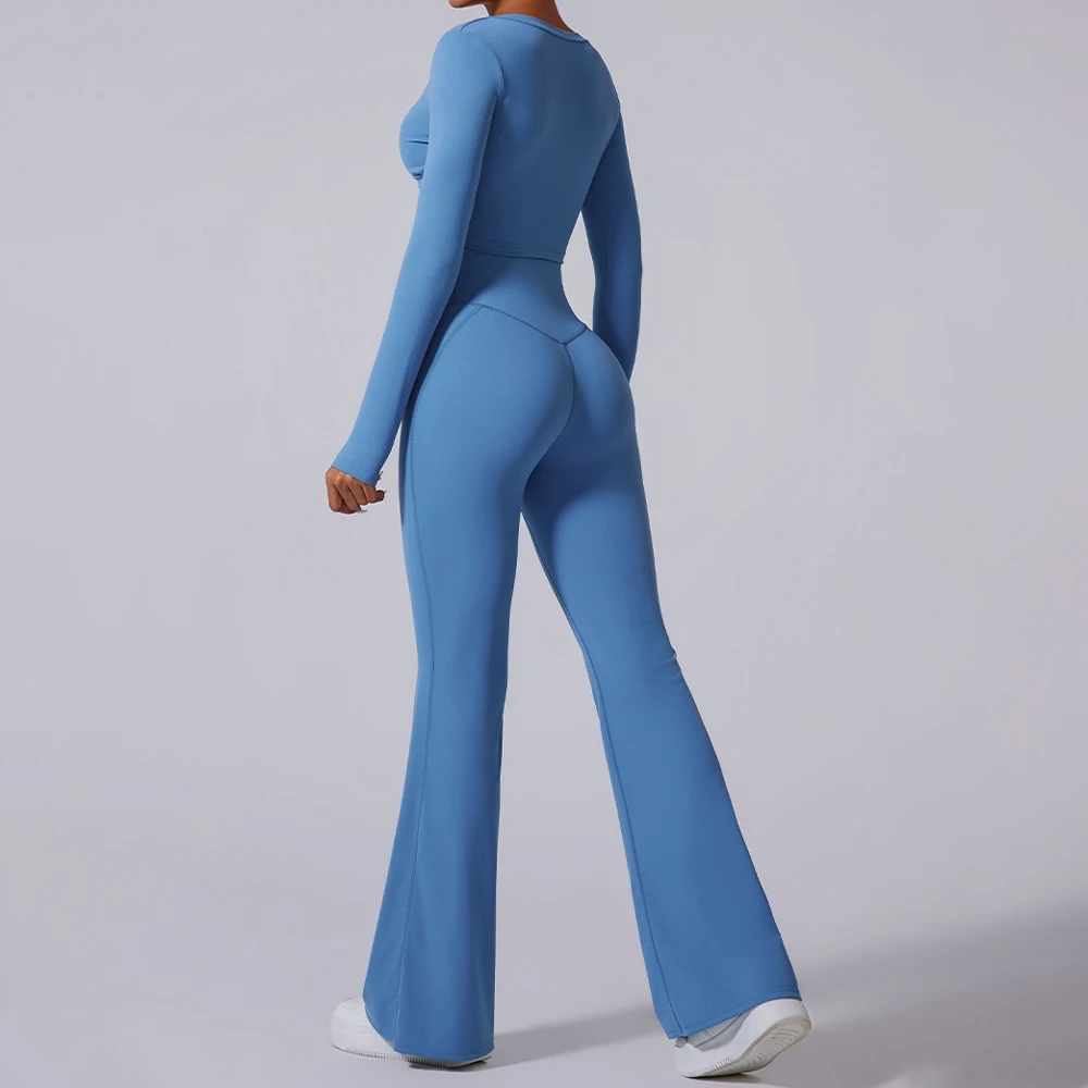 Брюки-клеш для йоги с V-образным вырезом и высокой талией