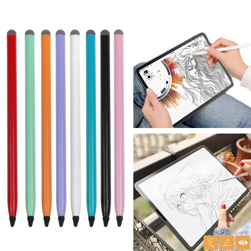 

High-Sensivity Fiber and Cloth Capacitive Stylus 2-in-1 Dual-tip Universal Touch Screen Pen for All Tablets Cell Phones B36A