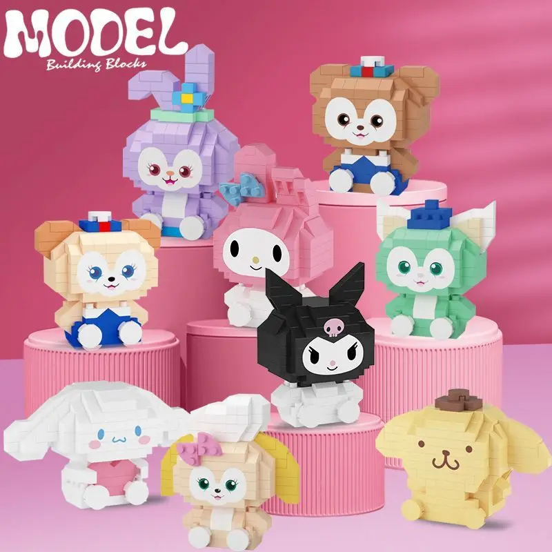 

Sanrio Compatible Building Blocks Miniature Small Particle Splicing Toy Good-looking Cartoon Girls' Gifts Action Figure Anime