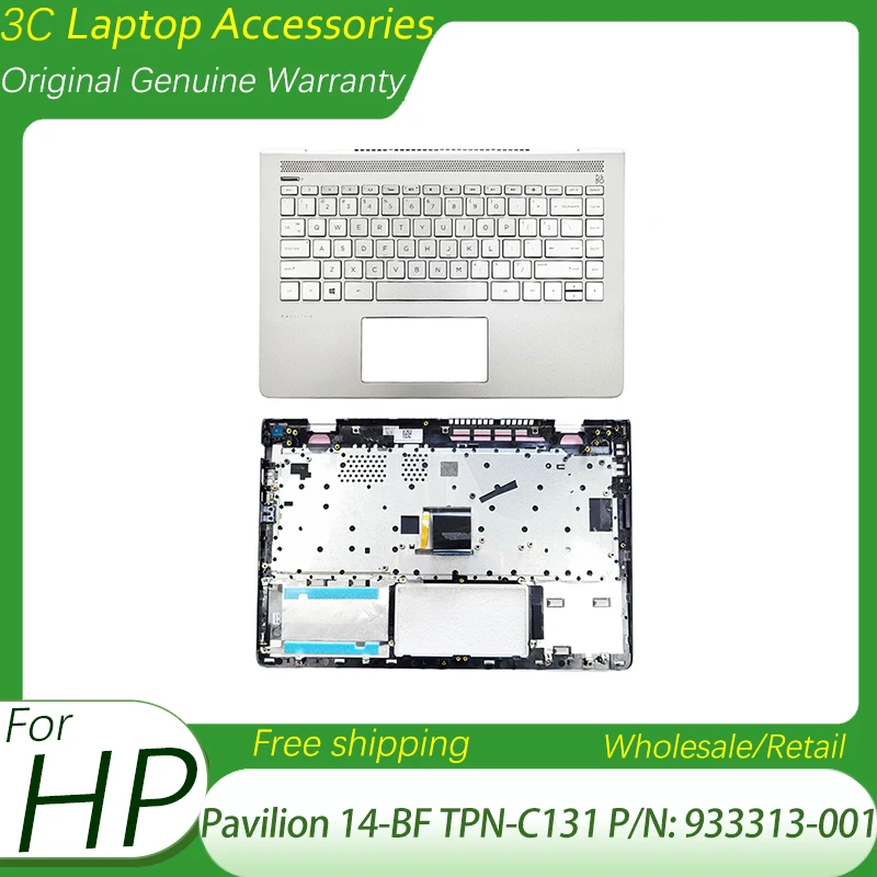 

NEW Original US Keyboard For HP Pavilion 14-BF TPN-C131 Laptop Palmrest Upper Housing Cover Top Case Backlight Silver 933313-001