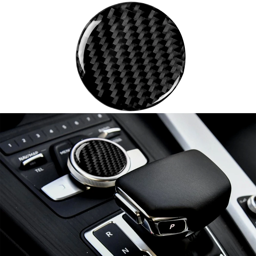 

for Audi A4 B9 2017 2018 2019 Central Control Knob Decoration Sticker Decal Cover Trim Car Interior Accessories Carbon Fiber