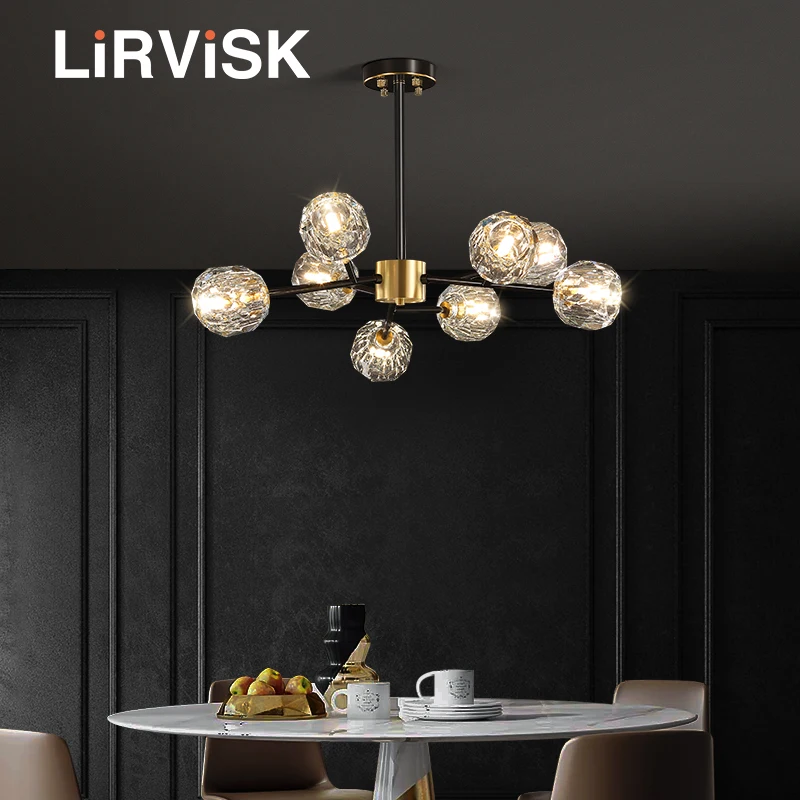 

9 Lights Chandelier, Sputnik Modern Crystal Chandelier Ceiling Light for Kitchen Bedroom Living Room Dining Room DD-287-9