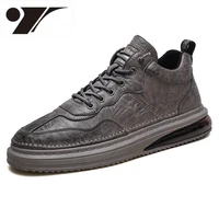casual shoes retro pure color comfort leather shoes low cut fashion casual mens shoes thick sole increased new sneaks durable