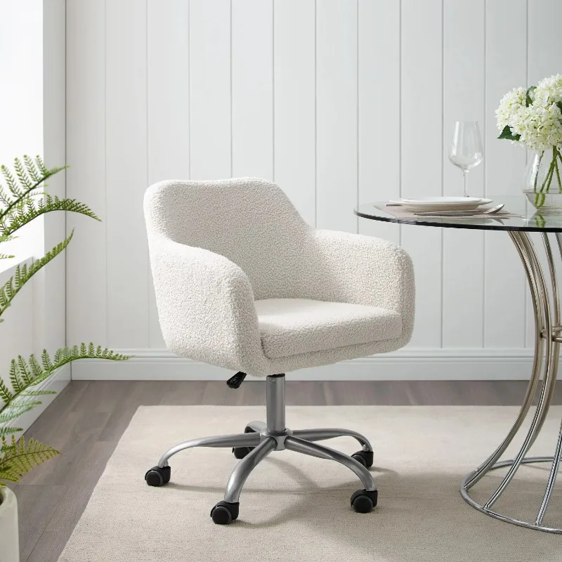 

Linon Rylen Mid-Back Swivel Office Chair, Sherpa pulley chair comfortable chair