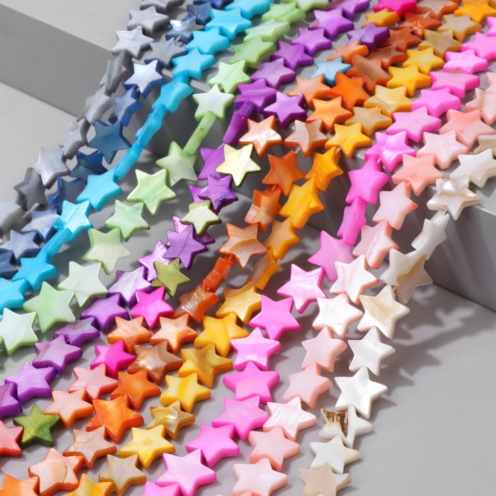 

6 8 10 12mm Colorful Dyeing Flat Beas Shell Star Pearl Shell Spacer Beads For Jewelry DIY Handmade Bracelet Necklace Accessori