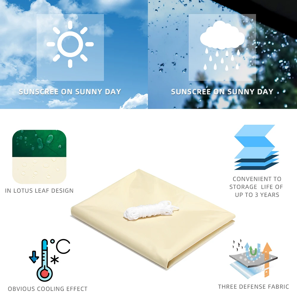 Summer outdoor waterproof and UV shade sail 300D Oxford cloth shade canvas garden terrace canopy camping sun shelter