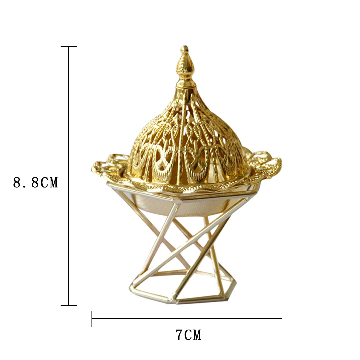 9CM Gold Metal Incense Burner Mini Small Handheld Aroma Arabian Style Home Essentials Decorations |