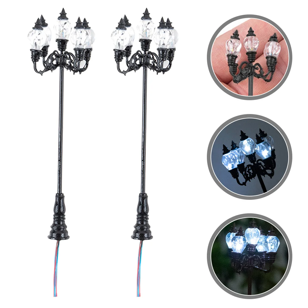 

Lamp Street Mini Miniature Decor Post Light House Model Garden Train Lights Christmas Lantern Ornament Yard Railway Traffic