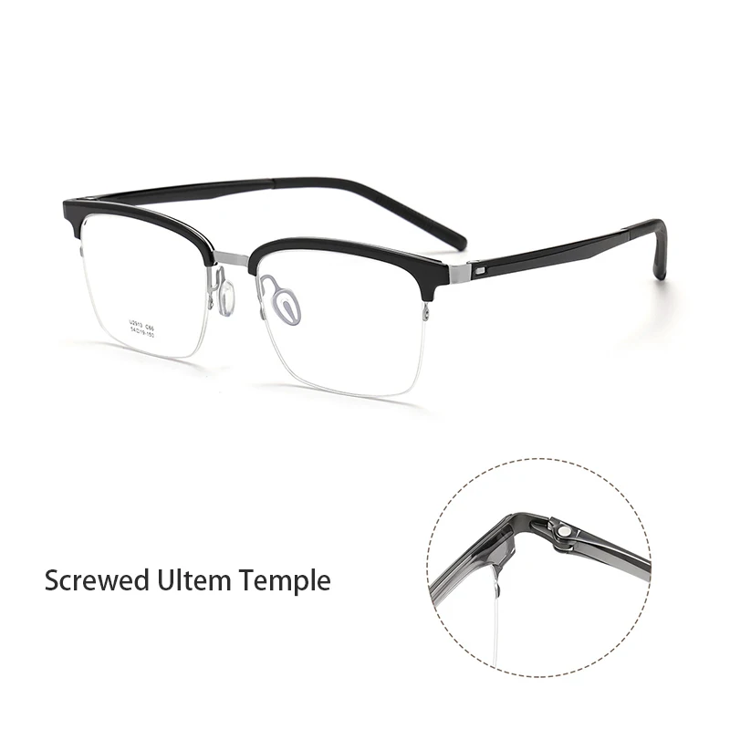 Деловые очки в полуоправе стиле ретро Ultem Temple элегантные из чистого титана Tr90